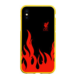 Чехол iPhone XS Max матовый Liverpool F C, цвет: 3D-желтый