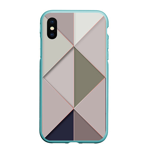 Чехол iPhone XS Max матовый Треугольники / 3D-Мятный – фото 1