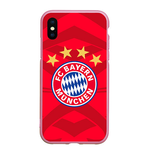 Чехол iPhone XS Max матовый BAYERN MUNCHEN / 3D-Розовый – фото 1