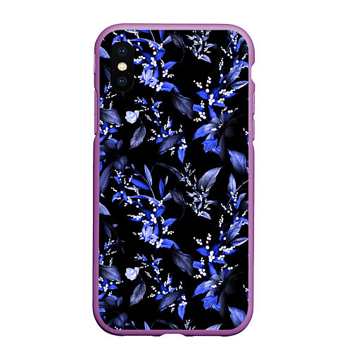 Чехол iPhone XS Max матовый Ночные цветы / 3D-Фиолетовый – фото 1