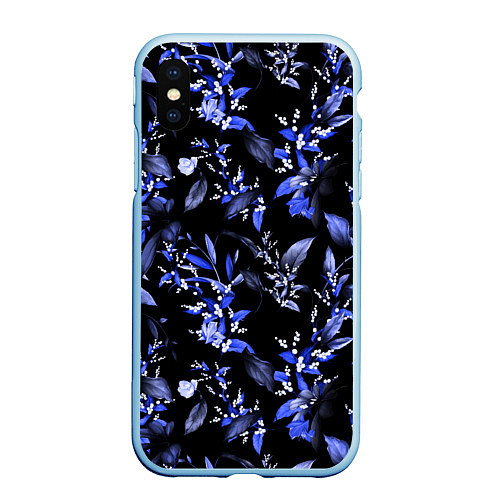 Чехол iPhone XS Max матовый Ночные цветы / 3D-Голубой – фото 1