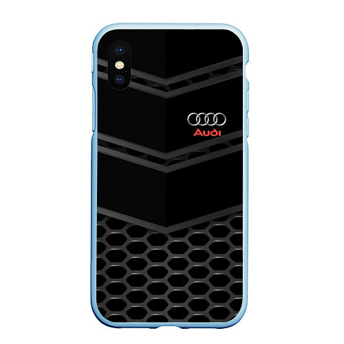 Чехол iPhone XS Max матовый AUDI / 3D-Голубой – фото 1