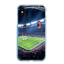 Чехол iPhone XS Max матовый FC MILAN, цвет: 3D-голубой