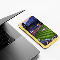 Чехол iPhone XS Max матовый FC BARCELONA, цвет: 3D-желтый — фото 2