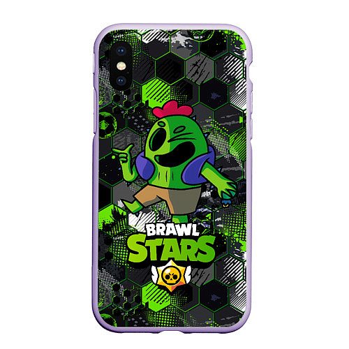 Чехол iPhone XS Max матовый Спайк brawl stars Spike / 3D-Светло-сиреневый – фото 1