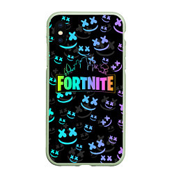 Чехол iPhone XS Max матовый FORTNITE MARSHMELLO, цвет: 3D-салатовый