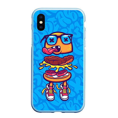 Чехол iPhone XS Max матовый Бутерброд монстрик граффити / 3D-Голубой – фото 1