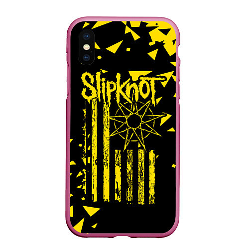 Чехол iPhone XS Max матовый Slipknot / 3D-Малиновый – фото 1