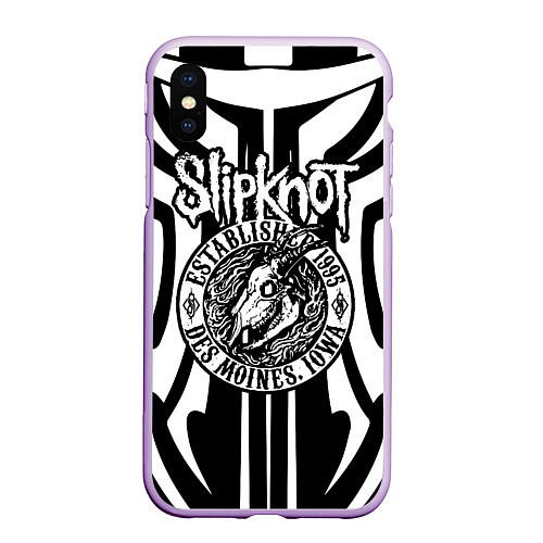 Чехол iPhone XS Max матовый Slipknot / 3D-Сиреневый – фото 1