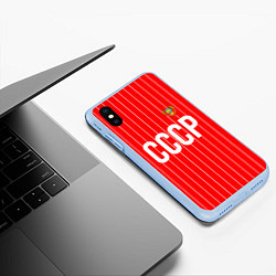 Чехол iPhone XS Max матовый Форма сборной СССР, цвет: 3D-голубой — фото 2