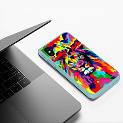 Чехол iPhone XS Max матовый Лев Artistic Art, цвет: 3D-мятный — фото 2