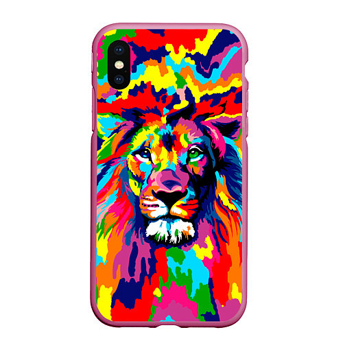 Чехол iPhone XS Max матовый Лев Artistic Art / 3D-Малиновый – фото 1