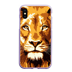 Чехол iPhone XS Max матовый Взгляд льва, цвет: 3D-светло-сиреневый