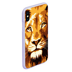 Чехол iPhone XS Max матовый Взгляд льва, цвет: 3D-светло-сиреневый — фото 2