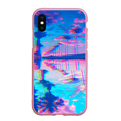 Чехол iPhone XS Max матовый ГАВАЙИ ГЛИТЧ, цвет: 3D-розовый