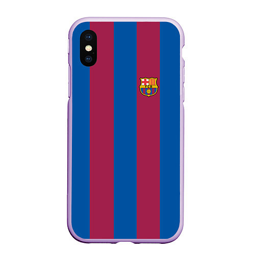 Чехол iPhone XS Max матовый FC Barcelona 2021 / 3D-Сиреневый – фото 1