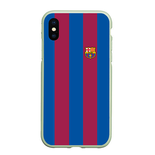 Чехол iPhone XS Max матовый FC Barcelona 2021 / 3D-Салатовый – фото 1