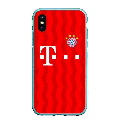 Чехол iPhone XS Max матовый FC Bayern Munchen / 3D-Мятный – фото 1