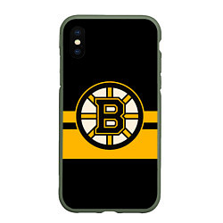 Чехол iPhone XS Max матовый BOSTON BRUINS NHL, цвет: 3D-темно-зеленый