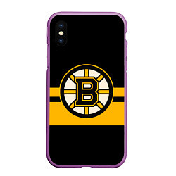 Чехол iPhone XS Max матовый BOSTON BRUINS NHL, цвет: 3D-фиолетовый