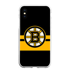 Чехол iPhone XS Max матовый BOSTON BRUINS NHL, цвет: 3D-белый