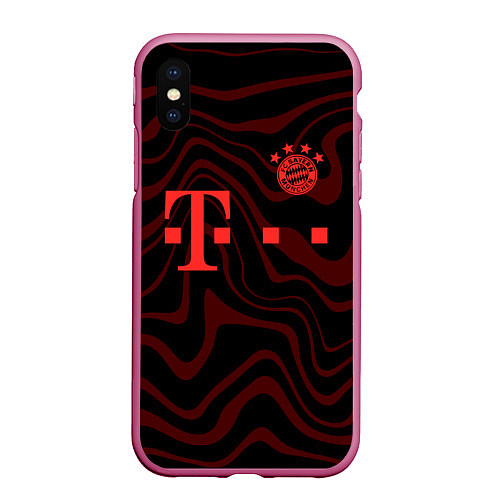 Чехол iPhone XS Max матовый FC Bayern Munchen 2021 / 3D-Малиновый – фото 1