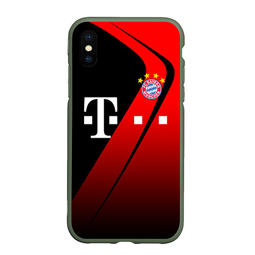 Чехол iPhone XS Max матовый FC Bayern Munchen Форма / 3D-Темно-зеленый – фото 1