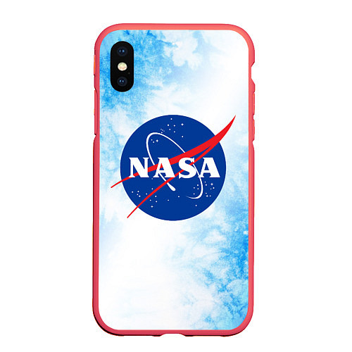 Чехол iPhone XS Max матовый NASA НАСА / 3D-Красный – фото 1