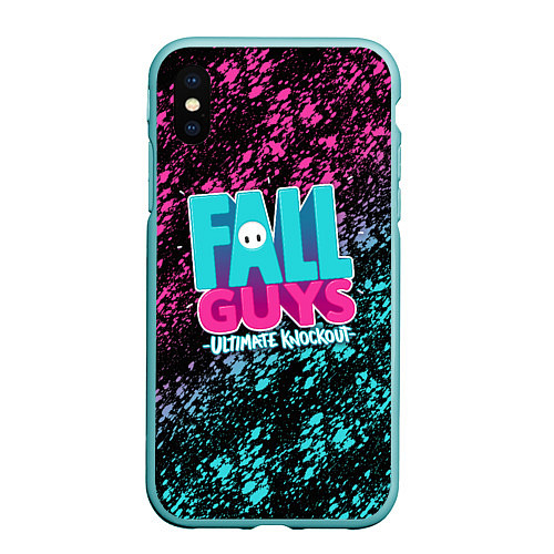 Чехол iPhone XS Max матовый FALL GUYS / 3D-Мятный – фото 1