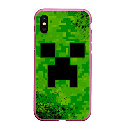 Чехол iPhone XS Max матовый MINECRAFT МАЙНКРАФТ, цвет: 3D-малиновый