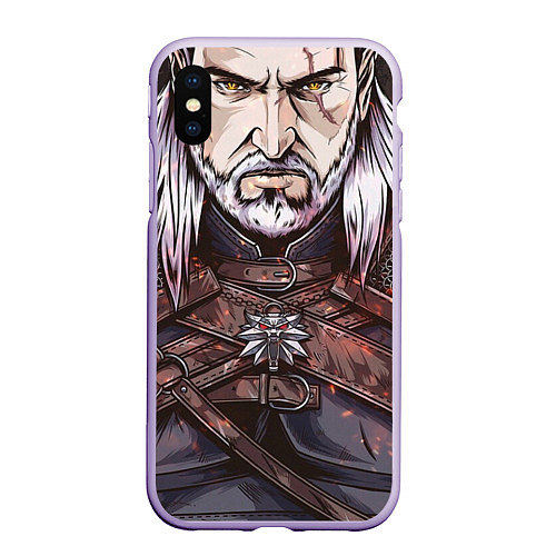 Чехол iPhone XS Max матовый The Witcher, Geralt, Ведьмак, / 3D-Светло-сиреневый – фото 1