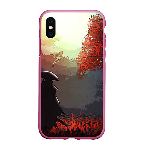 Чехол iPhone XS Max матовый Самурай / 3D-Малиновый – фото 1