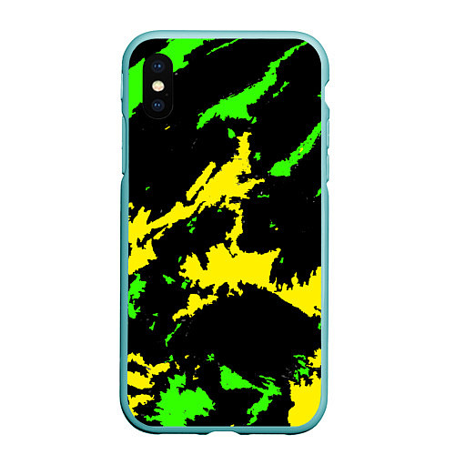 Чехол iPhone XS Max матовый Желто-зеленый / 3D-Мятный – фото 1