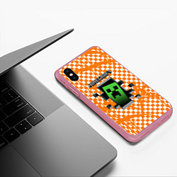 Чехол iPhone XS Max матовый MINECRAFT, цвет: 3D-малиновый — фото 2