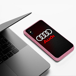 Чехол iPhone XS Max матовый AUDI АУДИ, цвет: 3D-малиновый — фото 2