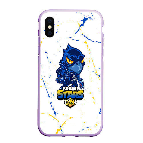 Чехол iPhone XS Max матовый BRAWL STARS CROW ВОРОН / 3D-Сиреневый – фото 1