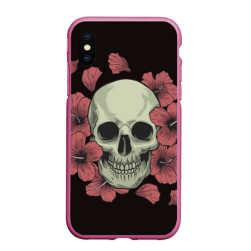 Чехол iPhone XS Max матовый Skull in red 2 / 3D-Малиновый – фото 1