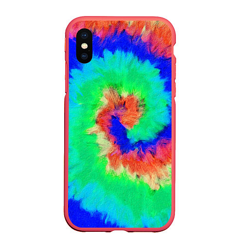 Чехол iPhone XS Max матовый ХИППИ ТАЙ ДАЙ / 3D-Красный – фото 1