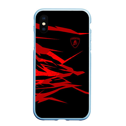 Чехол iPhone XS Max матовый Lamborghini / 3D-Голубой – фото 1