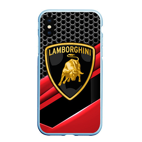 Чехол iPhone XS Max матовый Lamborghini / 3D-Голубой – фото 1