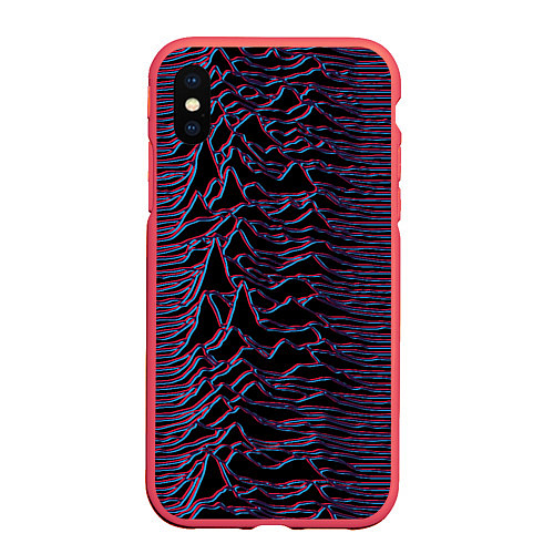 Чехол iPhone XS Max матовый Joy Division Glitch / 3D-Красный – фото 1