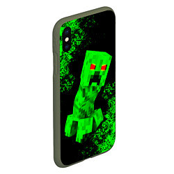 Чехол iPhone XS Max матовый MINECRAFT CREEPER, цвет: 3D-темно-зеленый — фото 2