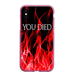 Чехол iPhone XS Max матовый YOU DIED, цвет: 3D-малиновый