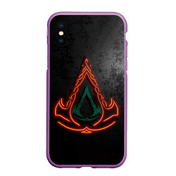 Чехол iPhone XS Max матовый Assassins Creed Valhalla, цвет: 3D-фиолетовый