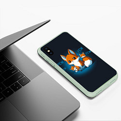 Чехол iPhone XS Max матовый Лисы-геймеры, цвет: 3D-салатовый — фото 2