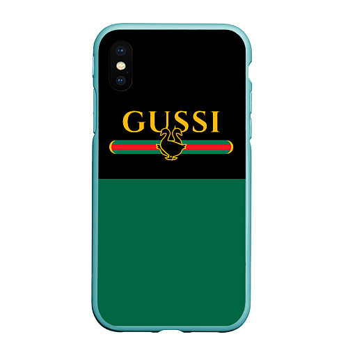 Чехол iPhone XS Max матовый GUSSI ГУСИ / 3D-Мятный – фото 1
