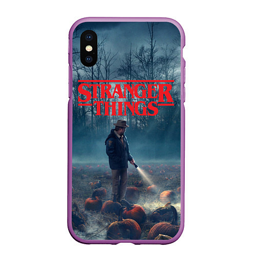 Чехол iPhone XS Max матовый Stranger Things / 3D-Фиолетовый – фото 1