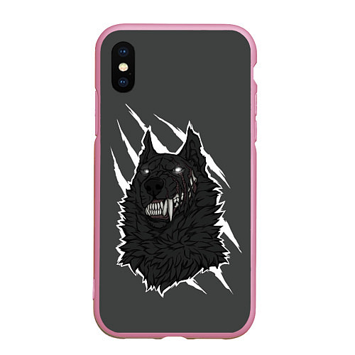 Чехол iPhone XS Max матовый Волк / 3D-Розовый – фото 1