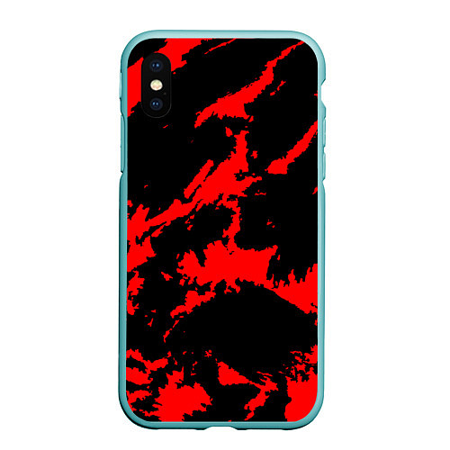 Чехол iPhone XS Max матовый Красный на черном / 3D-Мятный – фото 1