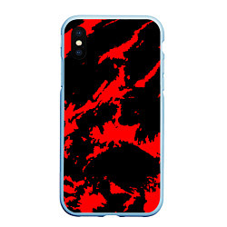 Чехол iPhone XS Max матовый Красный на черном, цвет: 3D-голубой